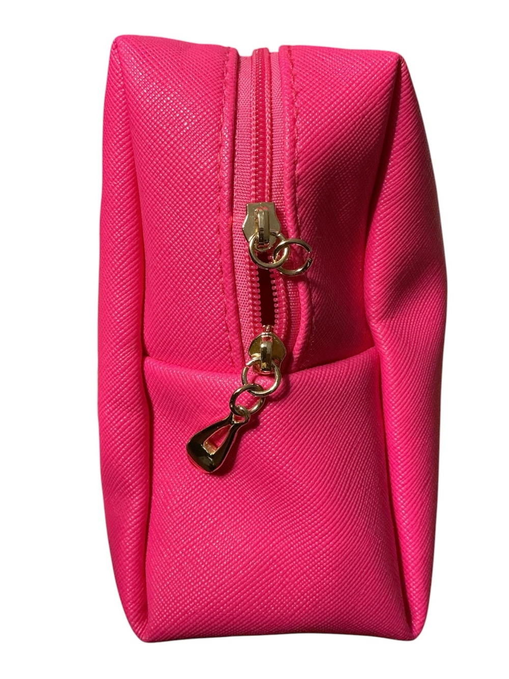 PREPPY Cosmetic Bag Hot Pink/Rose Red Smiley & Heart Appliqué Pouch Waterproof - Picture 6 of 7